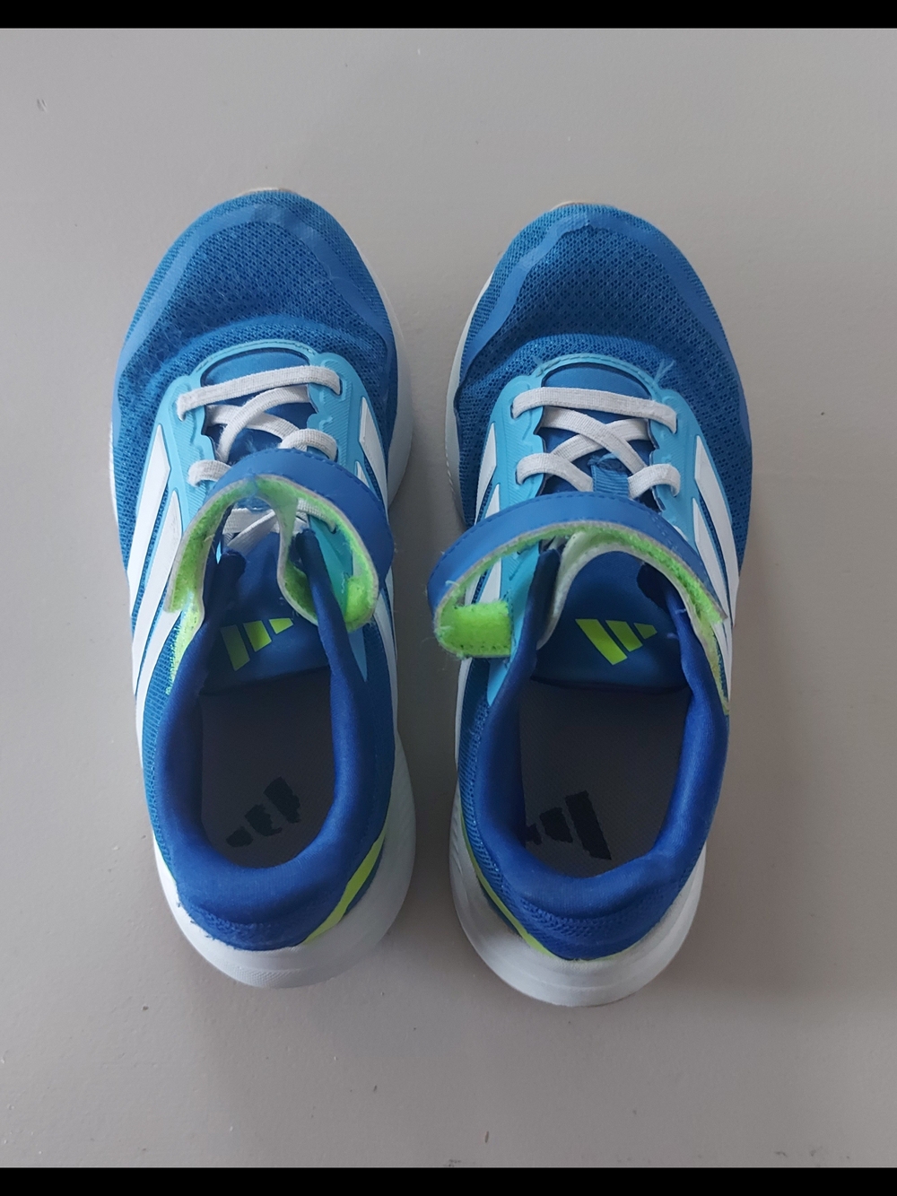 Kids Blue Adidas Sneakers with White Stripes